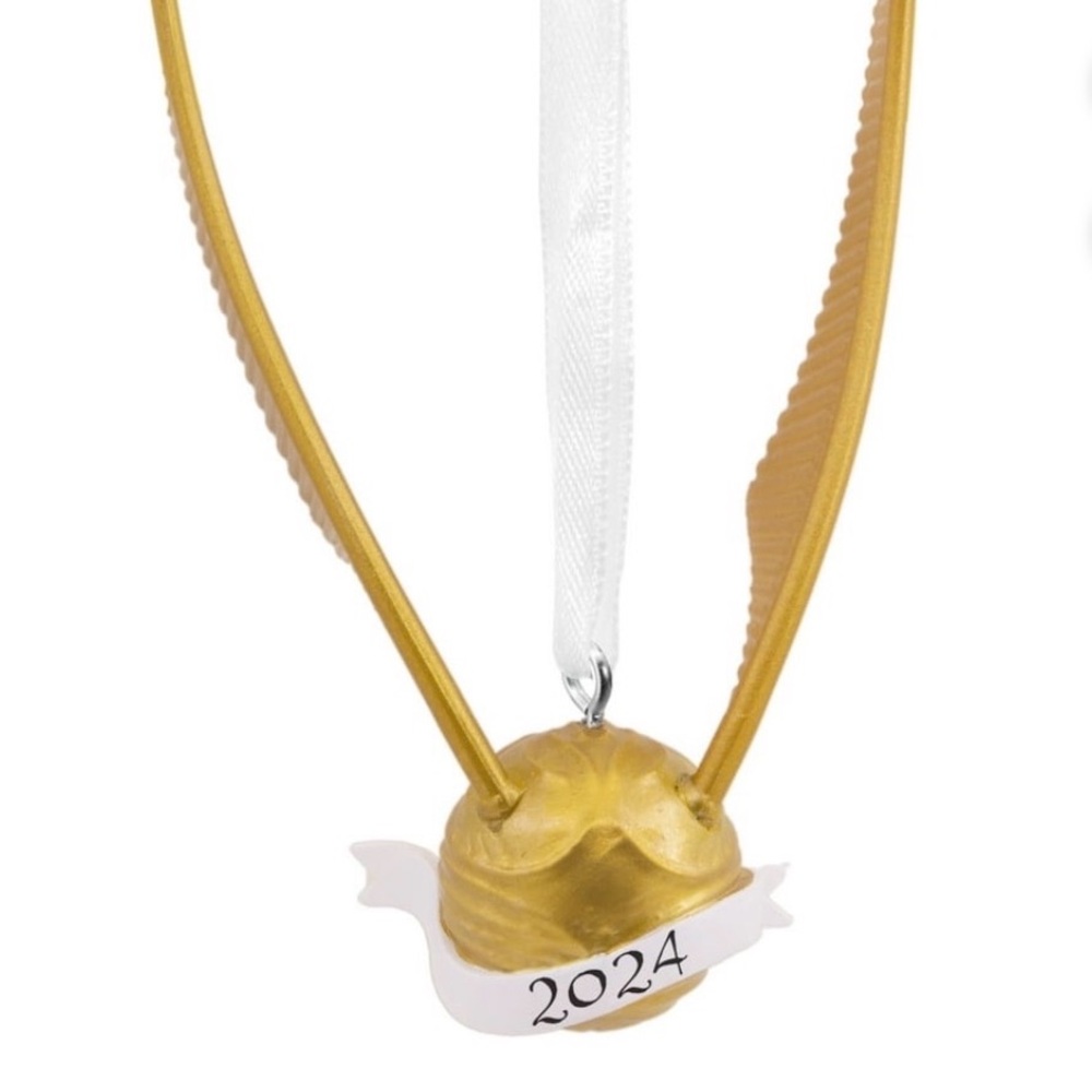 Set of 3 Hallmark Golden Snitch Ornaments — Gold and White